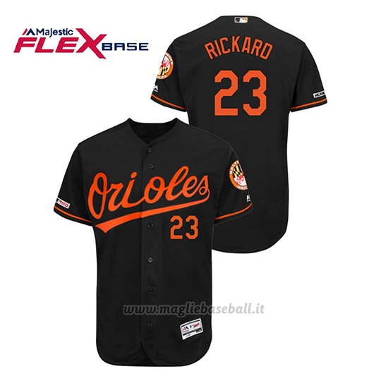 Maglia Baseball Uomo Baltimore Orioles Joey Rickard 150th Aniversario Patch Autentico Flex Base Nero